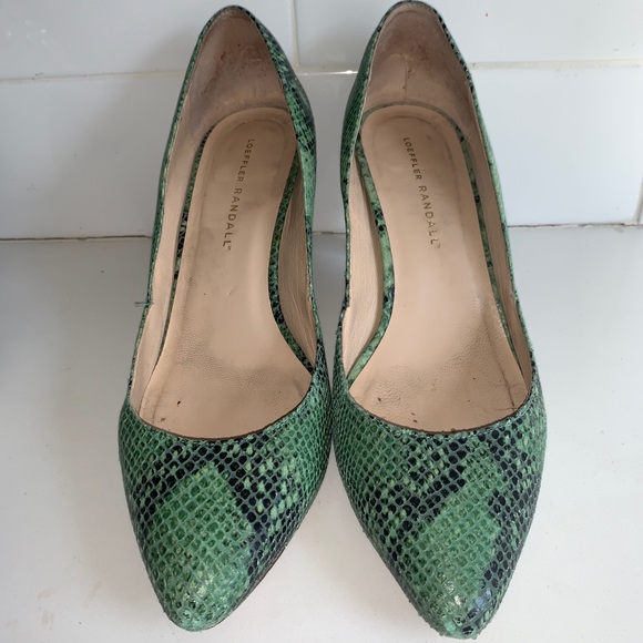 green snake print shoes